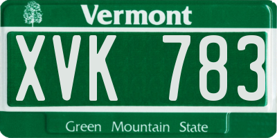 VT license plate XVK783
