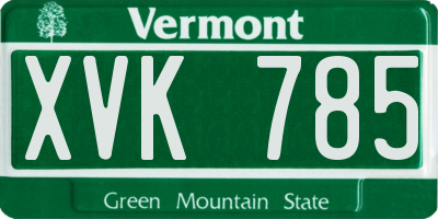 VT license plate XVK785