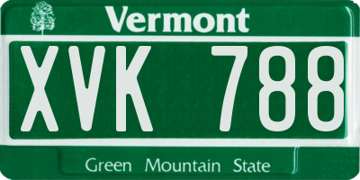 VT license plate XVK788
