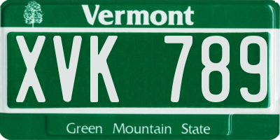 VT license plate XVK789