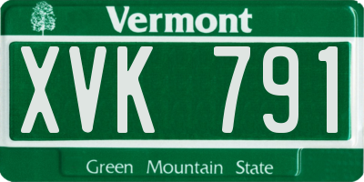 VT license plate XVK791