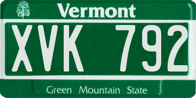 VT license plate XVK792