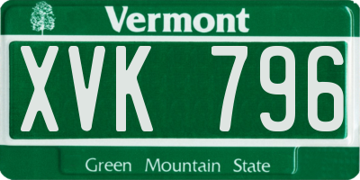 VT license plate XVK796