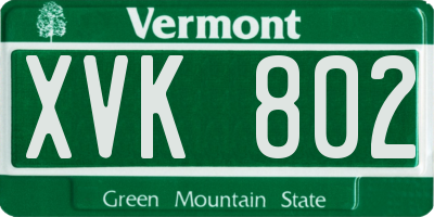 VT license plate XVK802