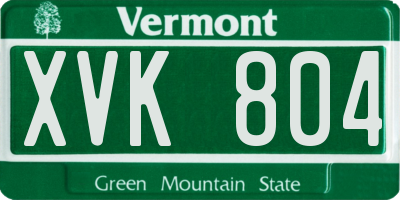 VT license plate XVK804