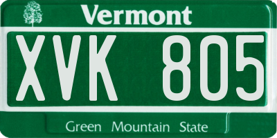 VT license plate XVK805