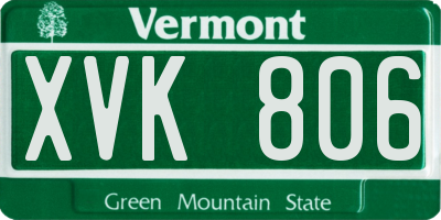VT license plate XVK806