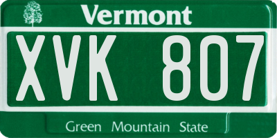 VT license plate XVK807