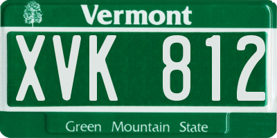 VT license plate XVK812