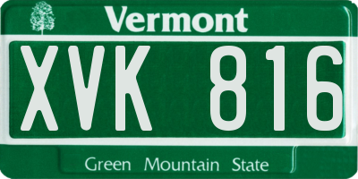 VT license plate XVK816