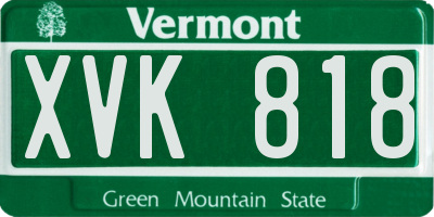 VT license plate XVK818