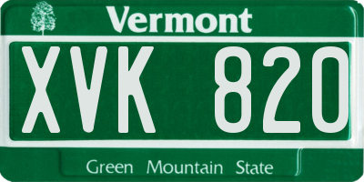 VT license plate XVK820