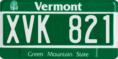 VT license plate XVK821