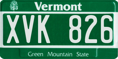 VT license plate XVK826