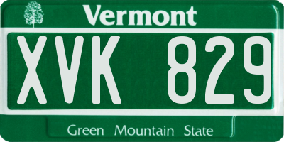 VT license plate XVK829