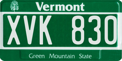VT license plate XVK830