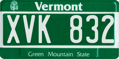VT license plate XVK832