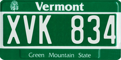 VT license plate XVK834
