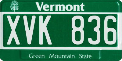 VT license plate XVK836