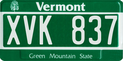 VT license plate XVK837