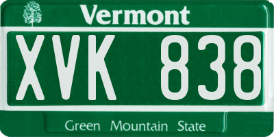 VT license plate XVK838