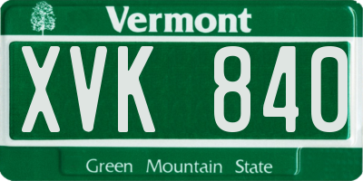 VT license plate XVK840