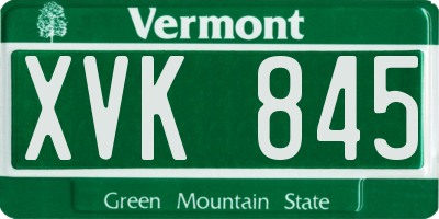VT license plate XVK845