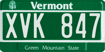 VT license plate XVK847