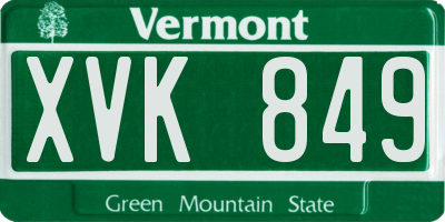 VT license plate XVK849
