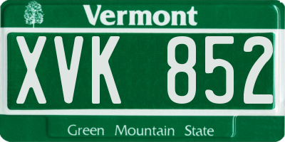 VT license plate XVK852