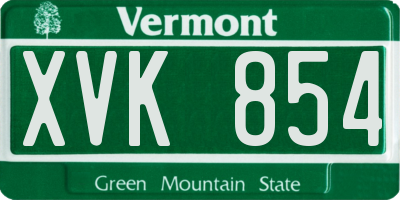 VT license plate XVK854