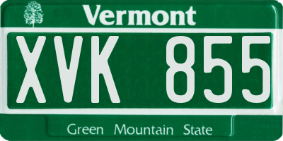 VT license plate XVK855