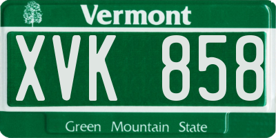 VT license plate XVK858
