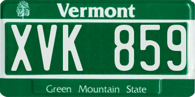 VT license plate XVK859