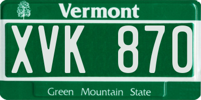 VT license plate XVK870
