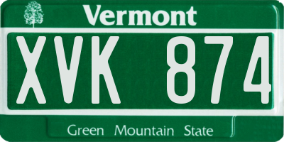 VT license plate XVK874