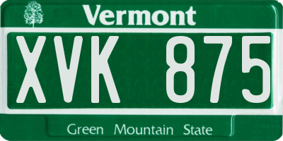 VT license plate XVK875