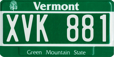 VT license plate XVK881