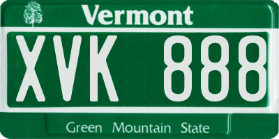 VT license plate XVK888