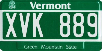 VT license plate XVK889