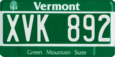 VT license plate XVK892