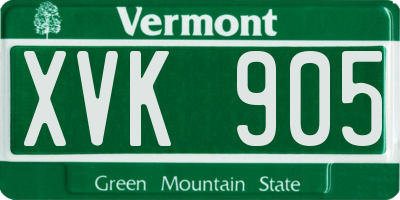 VT license plate XVK905