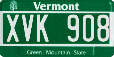 VT license plate XVK908