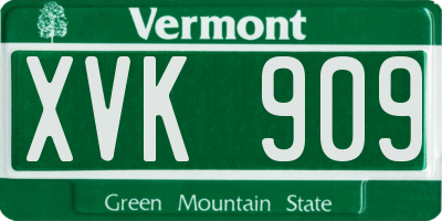 VT license plate XVK909