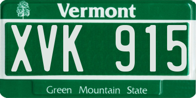 VT license plate XVK915