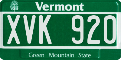 VT license plate XVK920