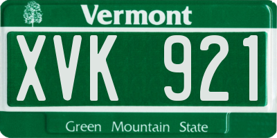 VT license plate XVK921