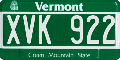 VT license plate XVK922