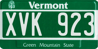 VT license plate XVK923