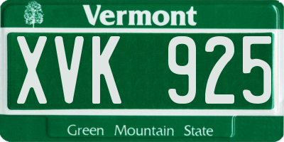VT license plate XVK925